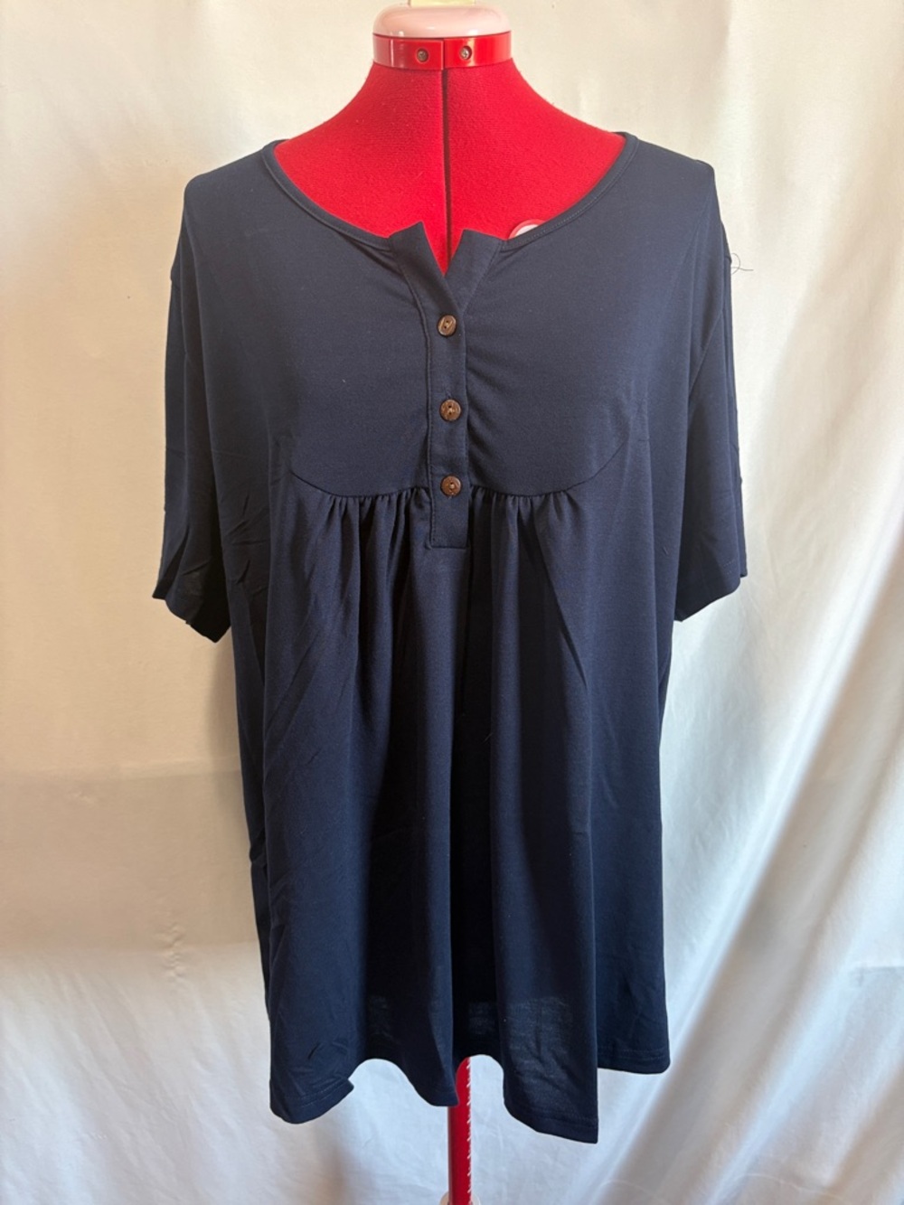 Relaxed Navy Henley Tunic Top